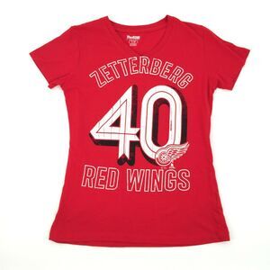 Pro Edge Detroit Red Wings Short Sleeve NHL Hockey V Neck T Shirt Small Womens